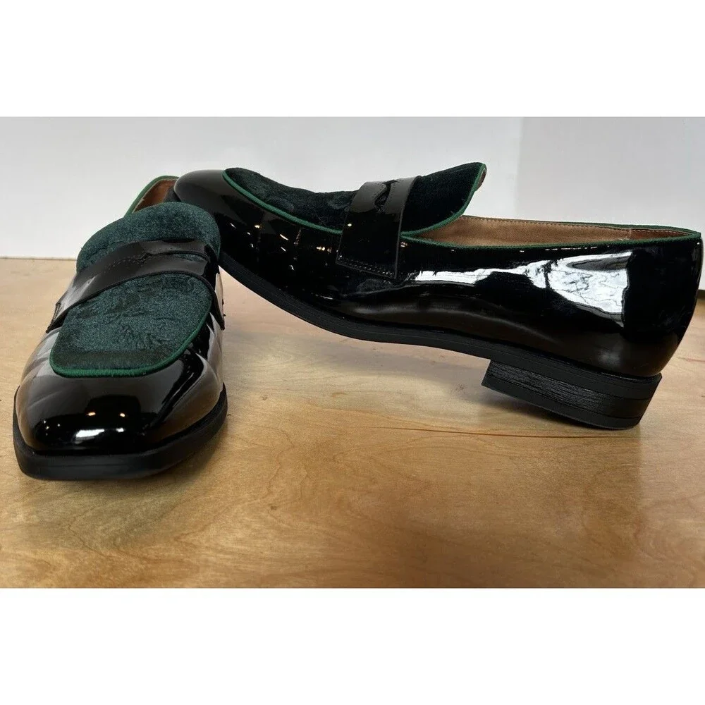 Jitai Men's Green Velour Slip-On Loafers Men’s , US 9 Emerald  Floral